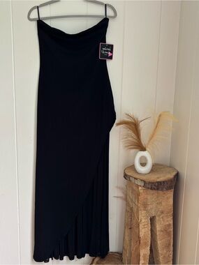 NWT Mixed Threads Black Strapless High-Low Maxi Dress